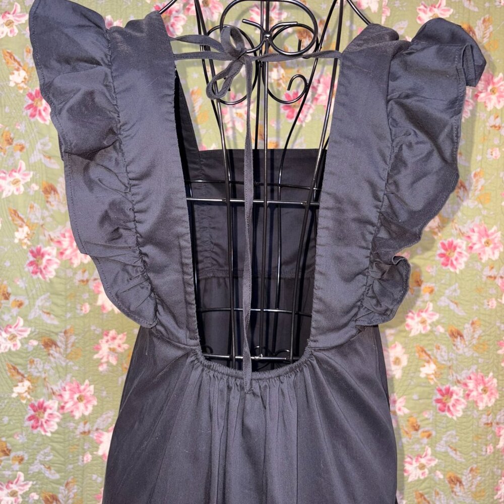Forever 21 Black Ruffle Midi | Open Back Tie | Cottagecore